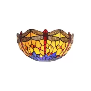 Image of Tiffany Wall Lamp, 2 x E14, Blue, Orange, Crystal - Luminosa Lighting