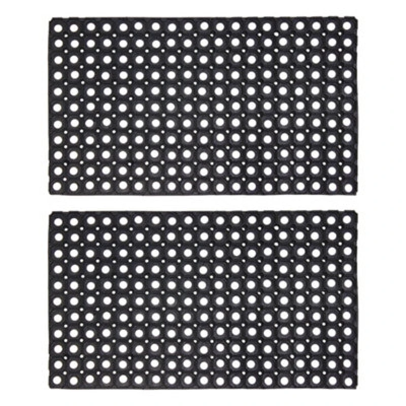 Image of JVL JVL Contract Rondo Rubber Ring Scraper Doormat, 50x100cm, Pack of 2 Black