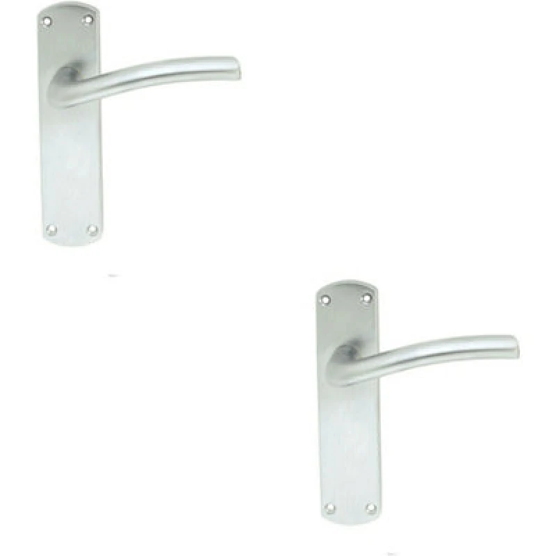 Image of Loops 2x PAIR Rounded Curved Bar Handle on Latch Backplate 170 x 42mm Satin Chrome Multi