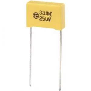 Image of MKS thin film capacitor Radial lead 0.047 uF 630 Vdc 5 15mm L x W x H 18 x 6 x 12mm