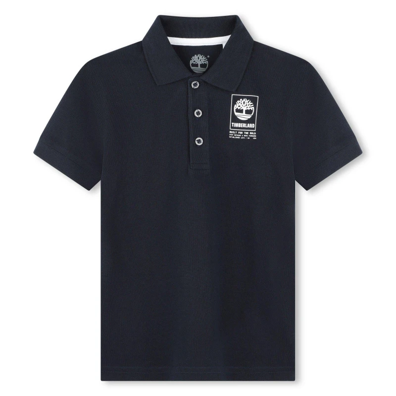 Image of Timberland Kids Logo Short Sleeve Polo Shirt Night 83D male 8 Years