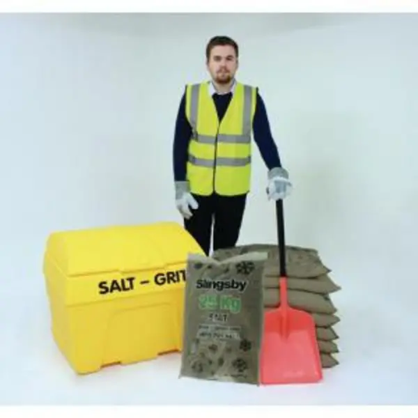 Image of ESE Direct Winter Snow & Ice Clearing Starter Kit with 8 x 25kg bags of brown rock salt 399631 Grit Bins