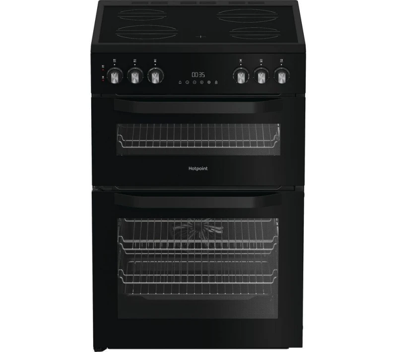 Image of Hotpoint HDE6VDB1 Double Oven Electric Cooker with Ceramic Hob - Black - A/A Rated