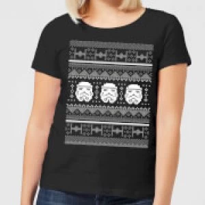 Image of Star Wars Stormtrooper Knit Womens Christmas T-Shirt - Black