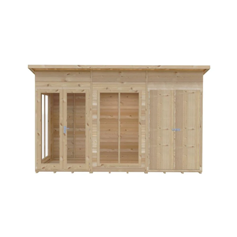 Image of Shire Lela 12x6 SummerHouse inc Storage Summer Houses 12 x 6ft Brown 71679205000