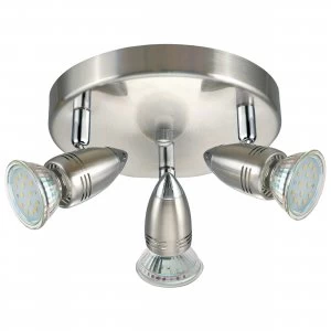 Image of EGLO GU10 Magnum-LED Satin Nickel LED Circular Ceiling Spotlight 3x3W - 95824