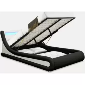 Image of Home Detail - Galaxy LED Black & White Ottoman Double Bed
