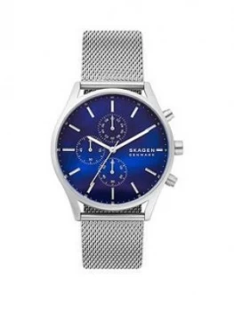 Image of Skagen Holst Blue Chronograph Dial Silver Mesh Strap Watch
