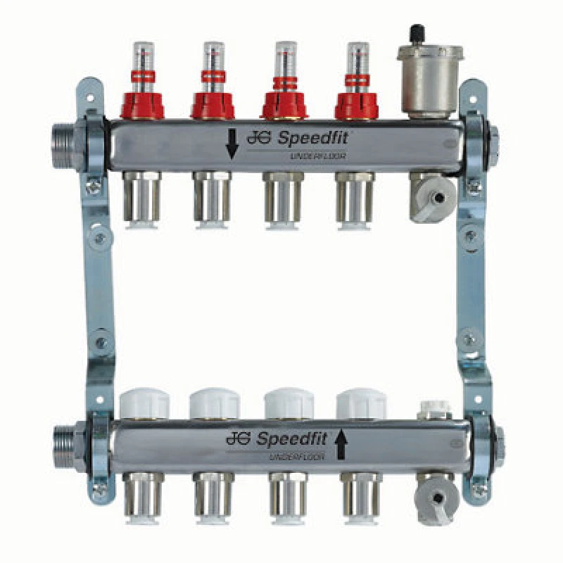 Image of John Guest Underfloor Heating Man4/3 Manifold - 4 Zone Silver