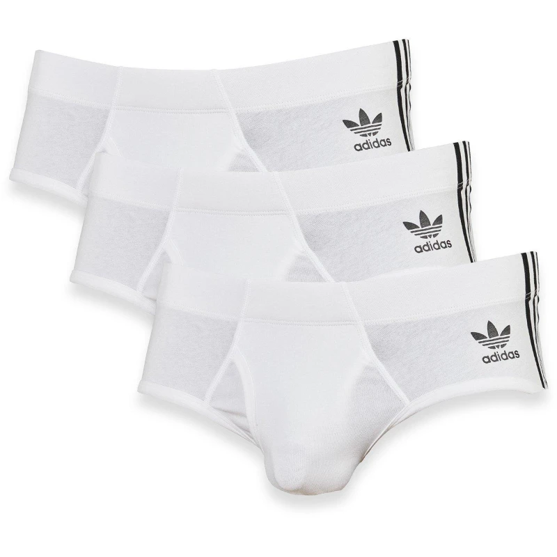 Image of adidas Originals Originals Cotton Flex 3-Stripe Brief 3 Pack - White White S