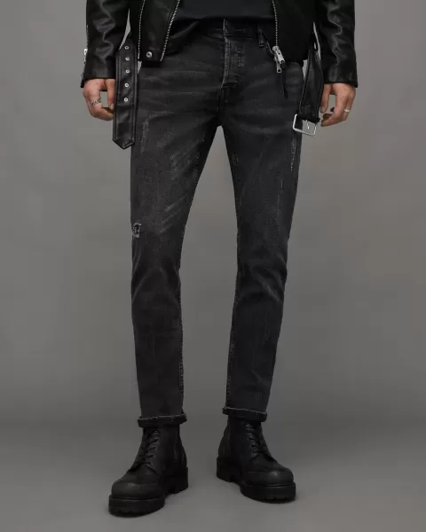 Image of AllSaints Rex Slim Fit Jeans - Black Size 28, Men