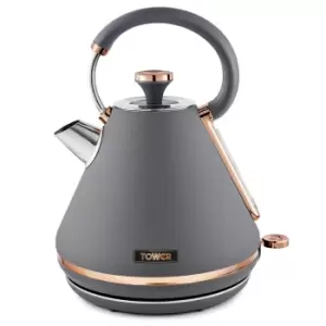 Image of Tower T10044RGG Caveletto 1.7L 3000W Pyramid Kettle - Grey/Rose Gold