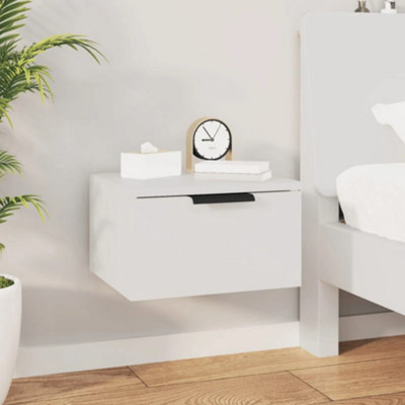 Image of Vidaxl Wall-mounted Bedside Cabinet White 34X30X20 Cm, White 811376