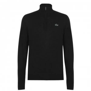 Image of Lacoste Quarter Zip Knit Pullover - Black