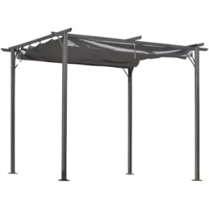 Image of Outsunny - 3x3m Outdoor Pergola Metal Gazebo Porch Awning Retractable Canopy