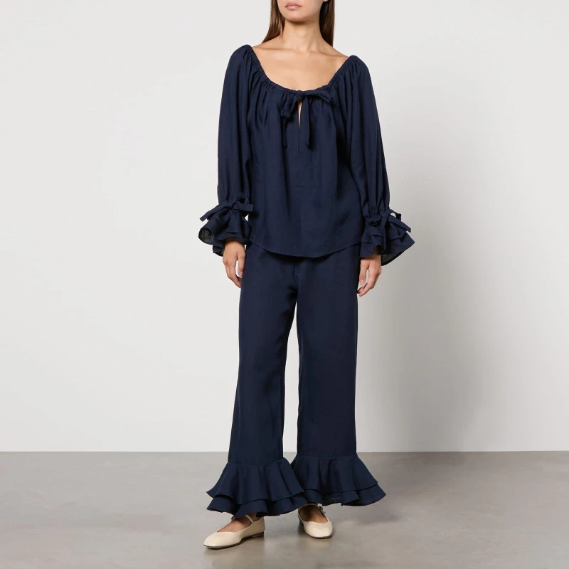 Image of Sleeper Cha Cha Linen Lounge Set Navy female XS