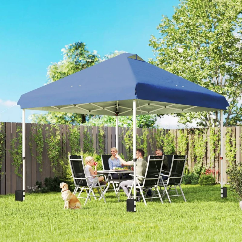Image of OUTSUNNY 3 x 3m Pop Up Gazebo w/ Wheels, One-Touch Party Tent in Dark Blue Size: 3m Dark Blue Unisex 3m