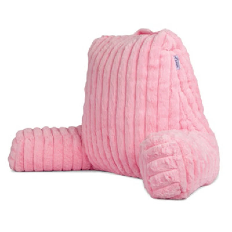 Image of Aamira Deluxe Large Reading Pillow, Soft Ribbed Pink Faux Fur, Shredded Memory Foam Cuddle Cuddle Cushion Backrest Arm Support