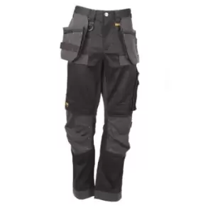 Image of DEWALT Mens Harrison Stretch Multi Pocket Work Trousers (38L) (Black/Grey) - Black/Grey
