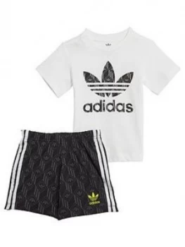 Image of Boys, adidas Originals Short Set, White, Size 0-3 Months