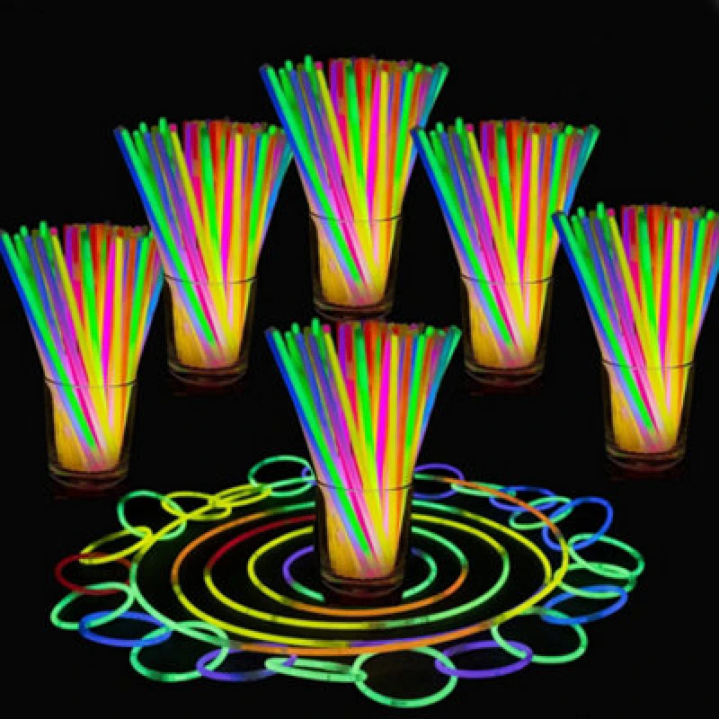 Image of Shatchi 100 8"Glow Sticks Bracelets Light Neon Colors & 100 Bracelets Connectors Multi
