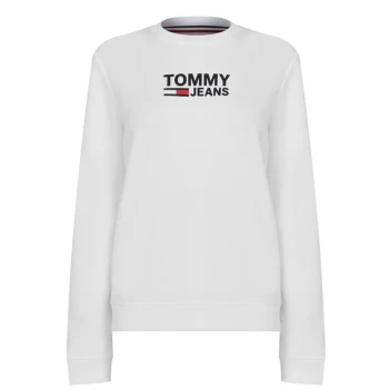 Image of Tommy Jeans Logo Crew Sweatshirt - Classic White
