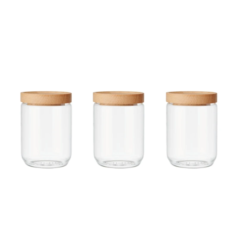 Image of KitchenCraft Idilica Set of 3 Glass Storage Jars, 500ml in Clear Clear Unisex
