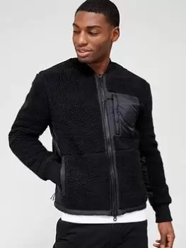 Image of Superdry Vintage Logo Sherpa Jacket - Black Size M Men