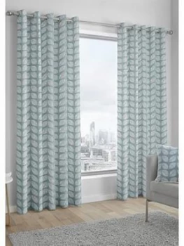 Image of Fusion Delft Lined Eyelet Curtains