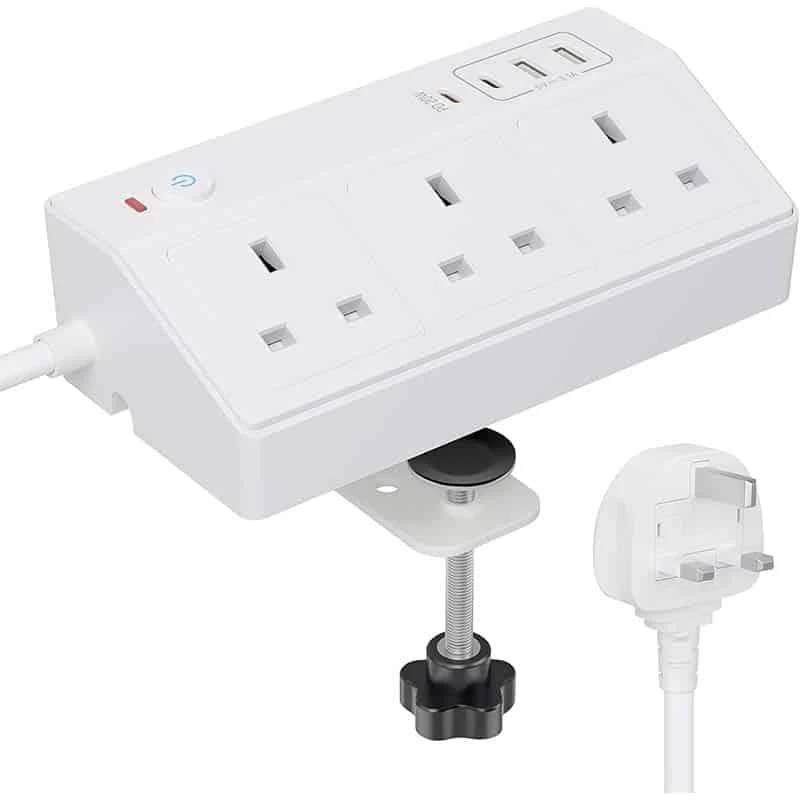 Image of Proline DESK POWER POD 3 x 13A + 2 USB-A & 2 X USB-C (20W) - WHITE