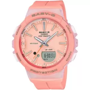 Image of Ladies Casio 'Baby-G Step Counter' Pink and Orange Plastic/Resin Quartz Chronograph Watch