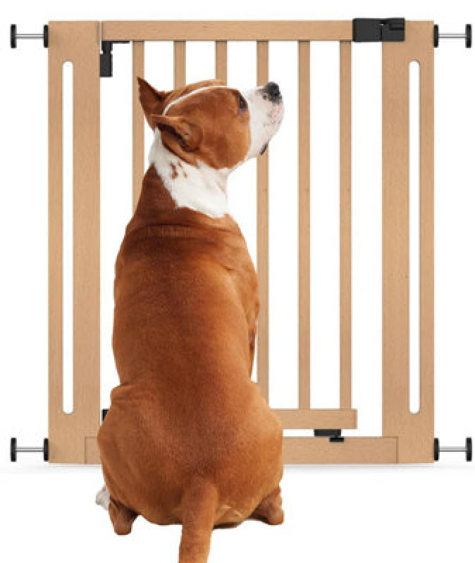 Image of Bettacare Wooden Elegance Dog Gate, Natural, 71Cm - 79Cm, Pressure Fit Pet Gate For Puppy, Dog And Pet, Easy Installation
