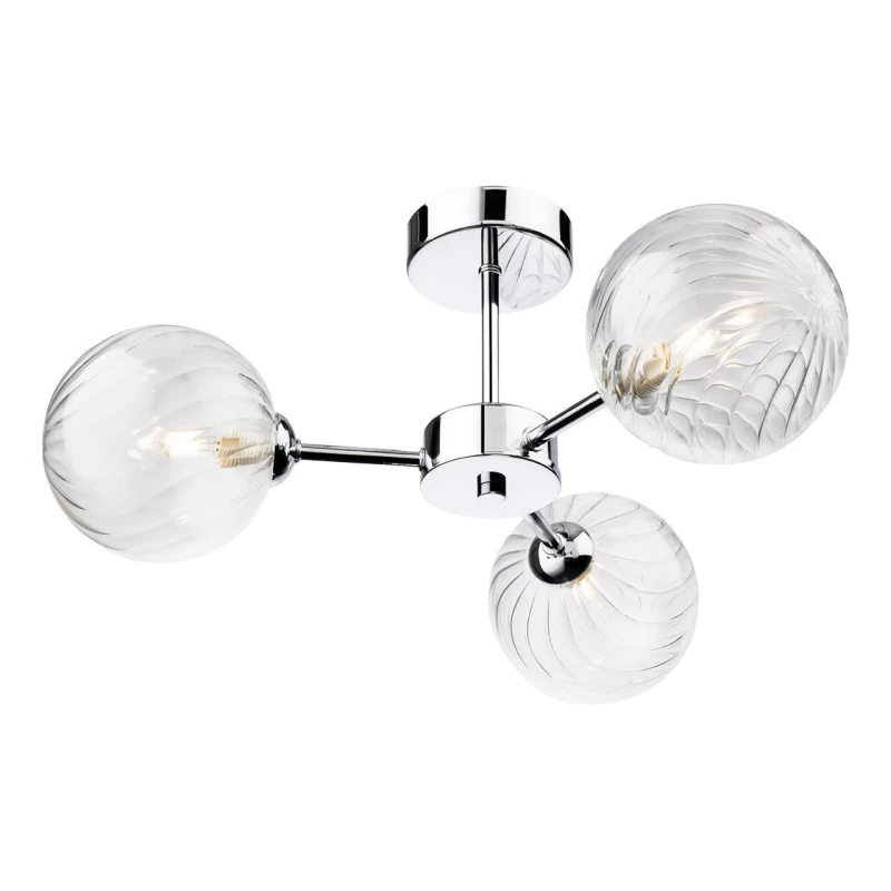 Image of Firstlight Garrick 3-Light Semi-Flush Ceiling Light Clear in Chrome