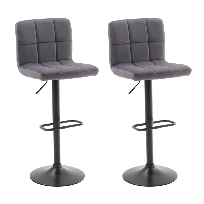 Image of Kabinet UK 2Pcs Velvet Upholstery Bar Stools Dark Grey unisex One size