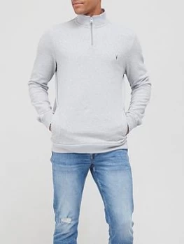 Image of Allsaints Raven Quarter Zip Sweatshirt - Grey Marl