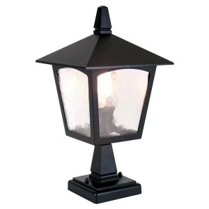 Image of 1 Light Outdoor Pedestal Lantern Black IP43, E27