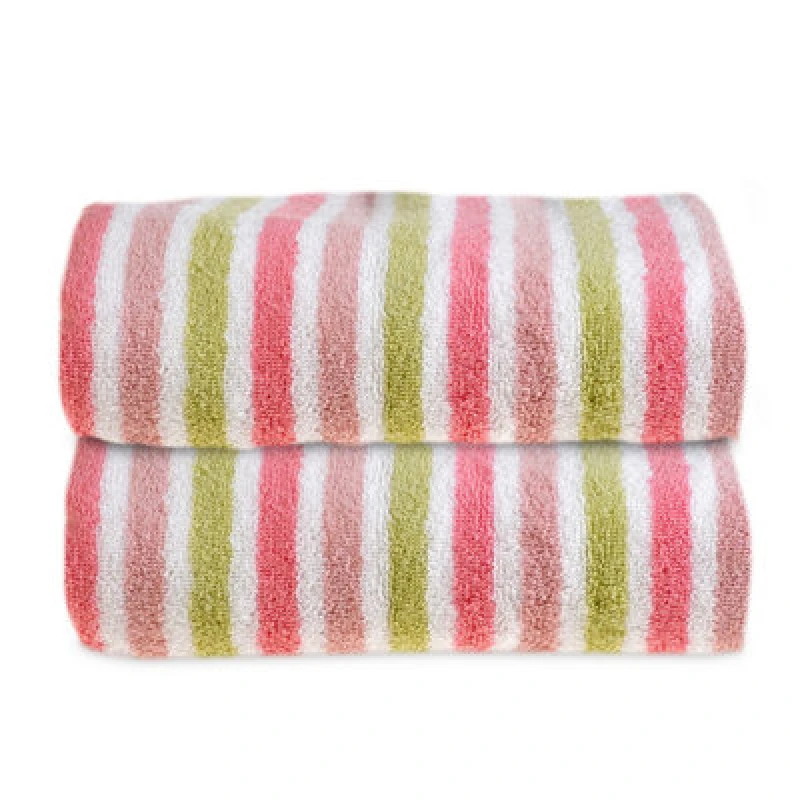 Image of Allure Bath Fashions Striped Bath Towel Pack Of 2 - Pink & Green