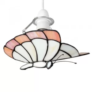 Image of Papillion Tiffany Pendant Shade in White and Cream
