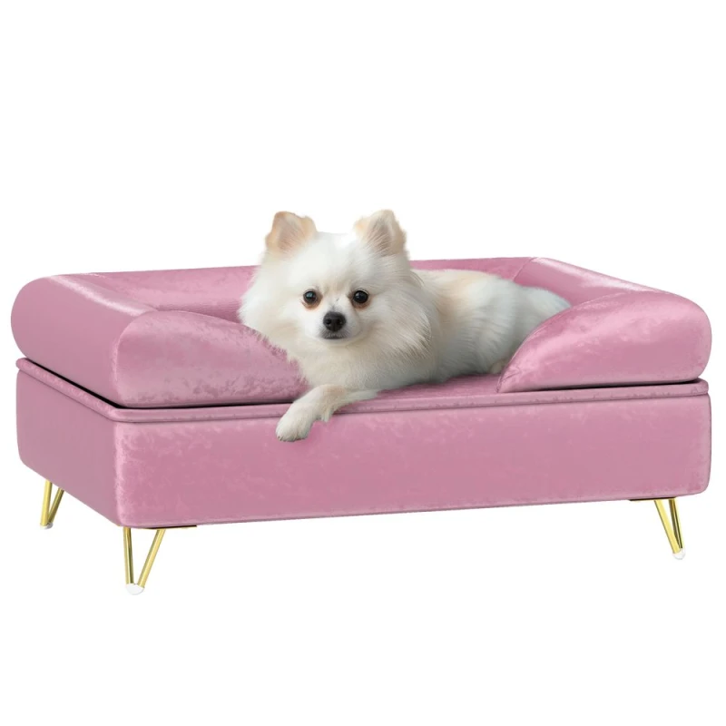 Image of PawHut Pawhut - Dog Sofa Pet Couch w/ Removable Backrest Cushion Washable Cover Pink 5056725550271