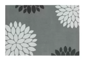 Image of Recylon Grey Floral Heavy Duty Mat, 120Cm X 67Cm