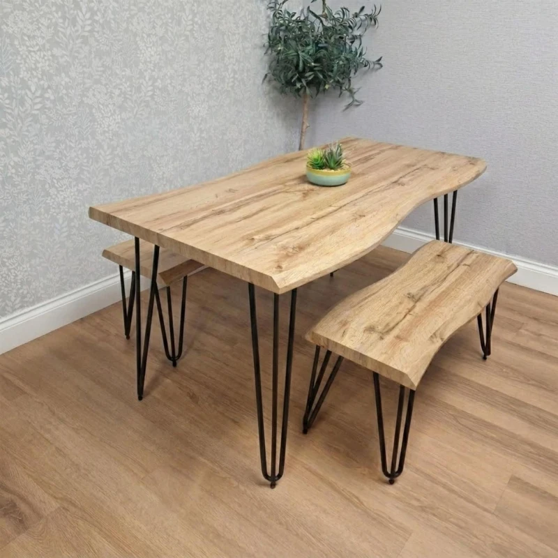 Image of Kosy Koala Modern Dining Table Set With 2 Benches Kitchen Dining Room Furniture, Multi ARIZ117+2BENCH