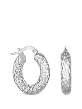 Image of Simply Silver Sterling Silver 925 Chunky Diamond Cut Hoop Earrings, Silver, Women