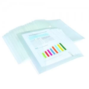 Image of Rapesco Foolscap Popper Wallet Clear Pack of 20 1496