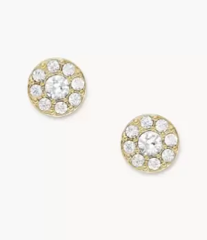 Image of Fossil Women All Stacked Up Gold-Tone Stainless Steel Stud Earrings