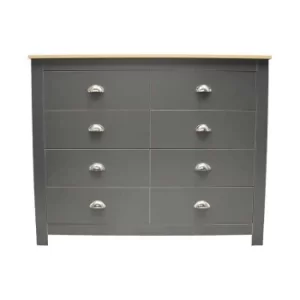 Image of Westbury Traditional 8 Drawer Chest Of Drawers, Dark Grey