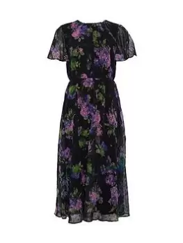Image of Oasis Chiffon Angel Sleeve Dress - Floral, Multi, Size 12, Women