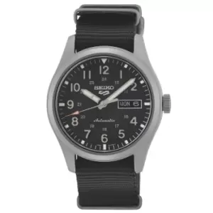 Image of Seiko 5 Sports Field Watch Automatic Black Dial Black NATO Strap Mens Watch SRPG37K1