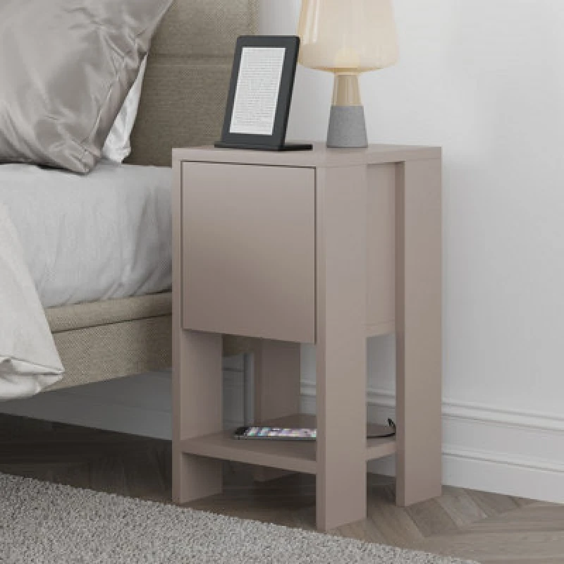 Image of Decortie Bedside Table 30X30X55Cm Particleboard Mocha Grey 8683628008157