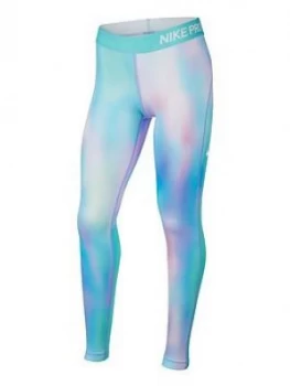 Image of Nike Older Girls AOP Tight Multi BlackMulti Size XL13 15 Years Women