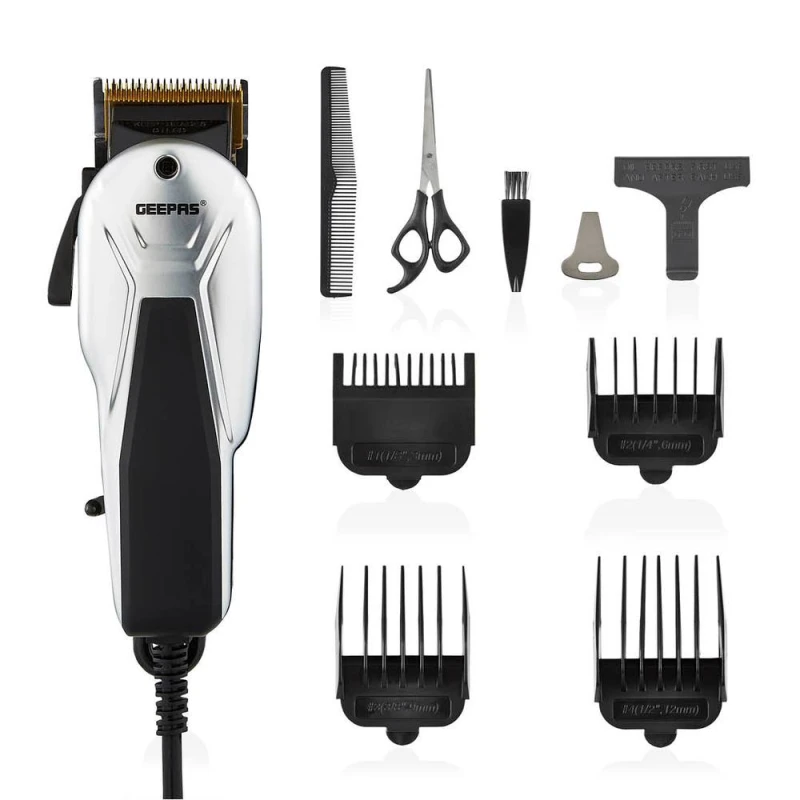 Image of Geepas Professional Electric Hair Clipper Barber Trimmer Titanium Carbon Steel Silver